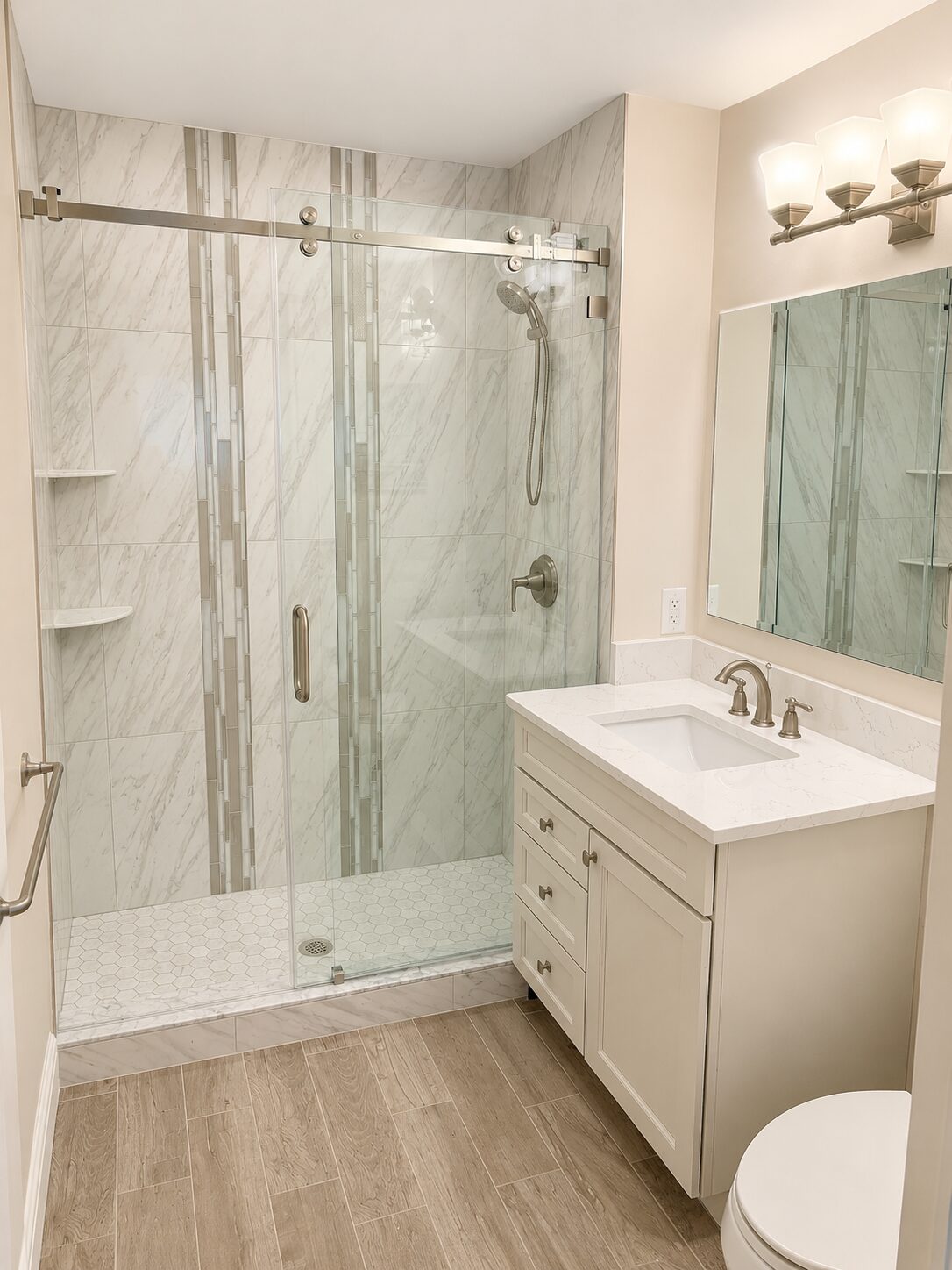 Bathroom detailed to a handover standard after renovation
