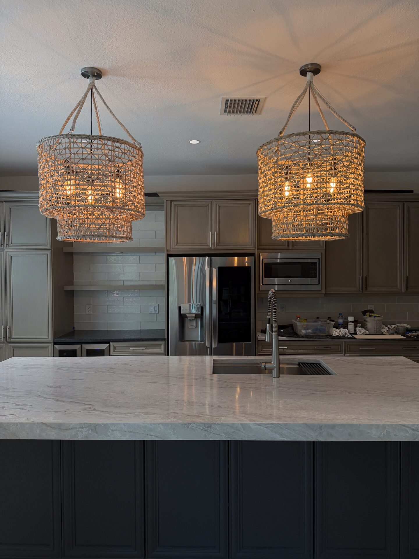 Custom fixtures and finishes polished after a renovation clean
